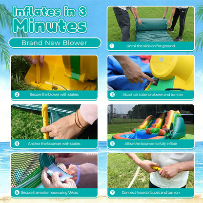 21ft Inflatable Water Slide with Pool Bouncy Slide with Blower for Kids Party Bouncinlife