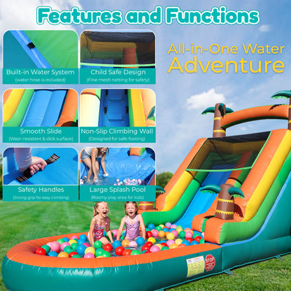 21ft Inflatable Water Slide with Pool Bouncy Slide with Blower for Kids Party