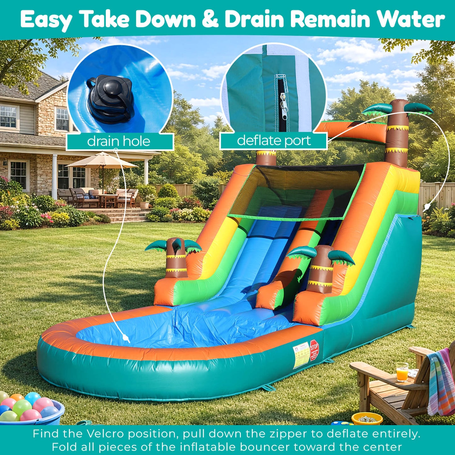 21ft Inflatable Water Slide with Pool Bouncy Slide with Blower for Kids Party Bouncinlife