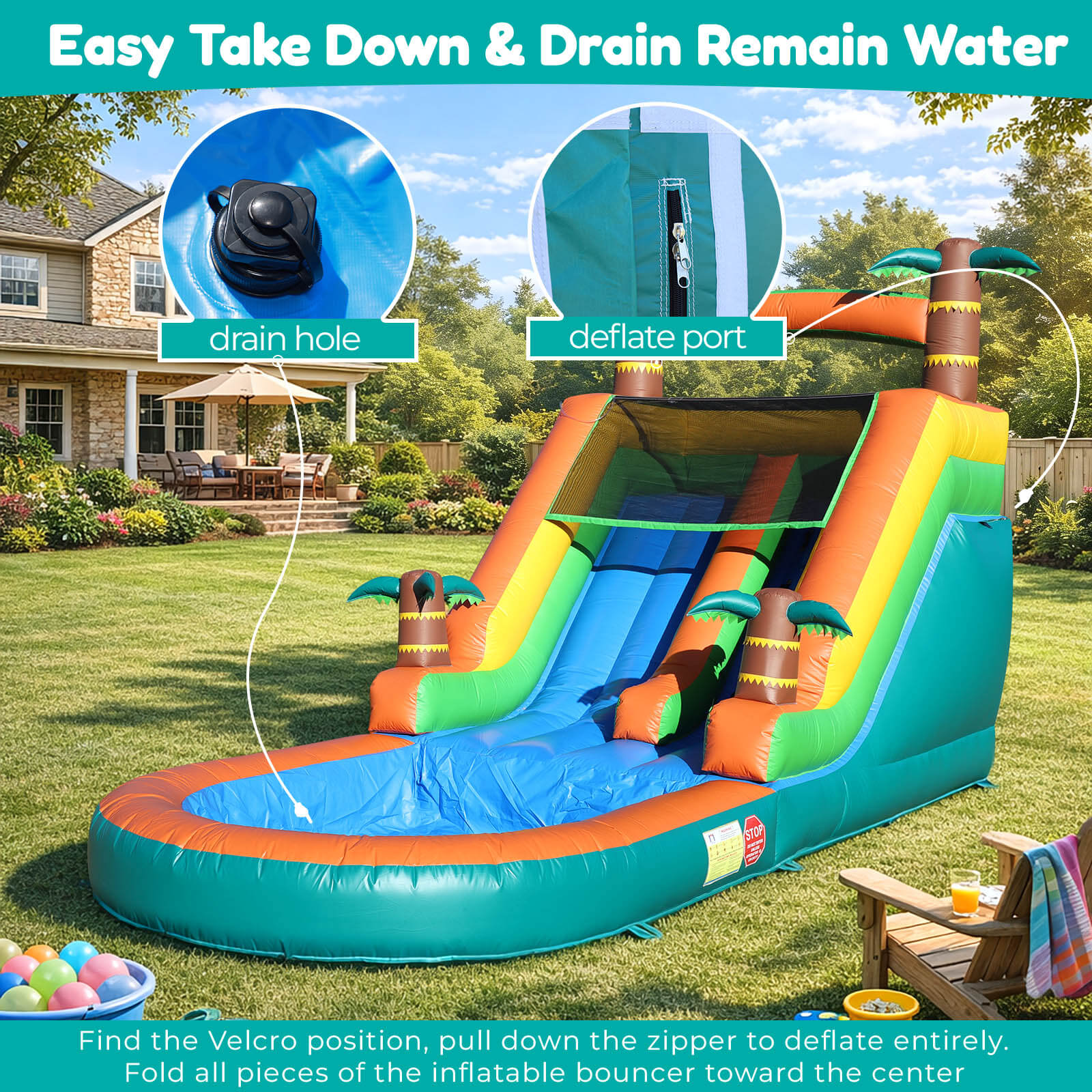21ft Inflatable Water Slide with Pool Bouncy Slide with Blower for Kids Party Bouncinlife