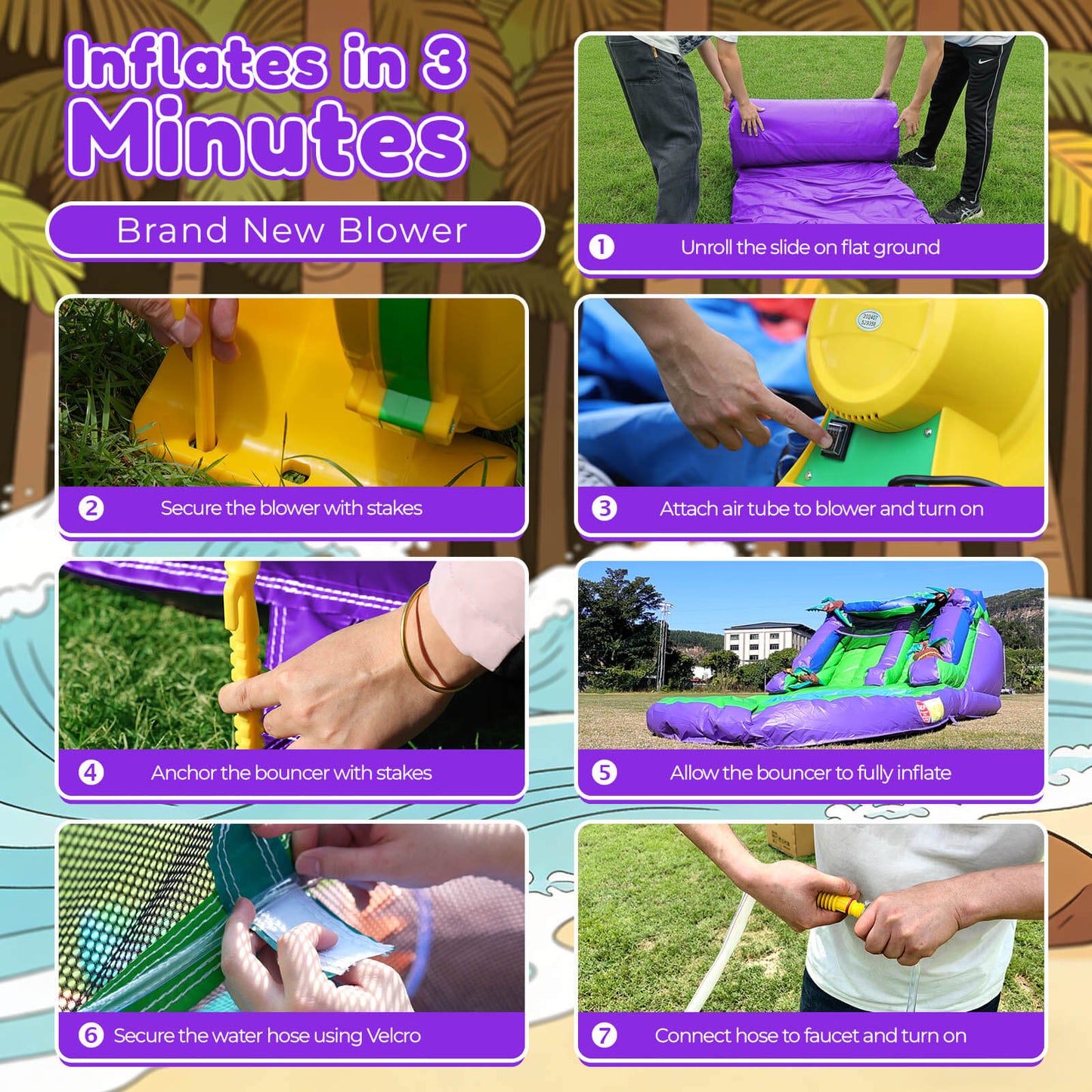 21ft Water Slide Inflatable with Splash Pool 100% PVC for Kids Adults Bouncinlife