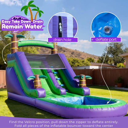 21ft Water Slide Inflatable with Splash Pool 100% PVC for Kids Adults