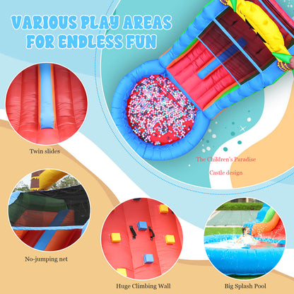 23FT Commercial Water Slide for Kids Adults Heavy Duty Dual Water Slide with Splash Pool