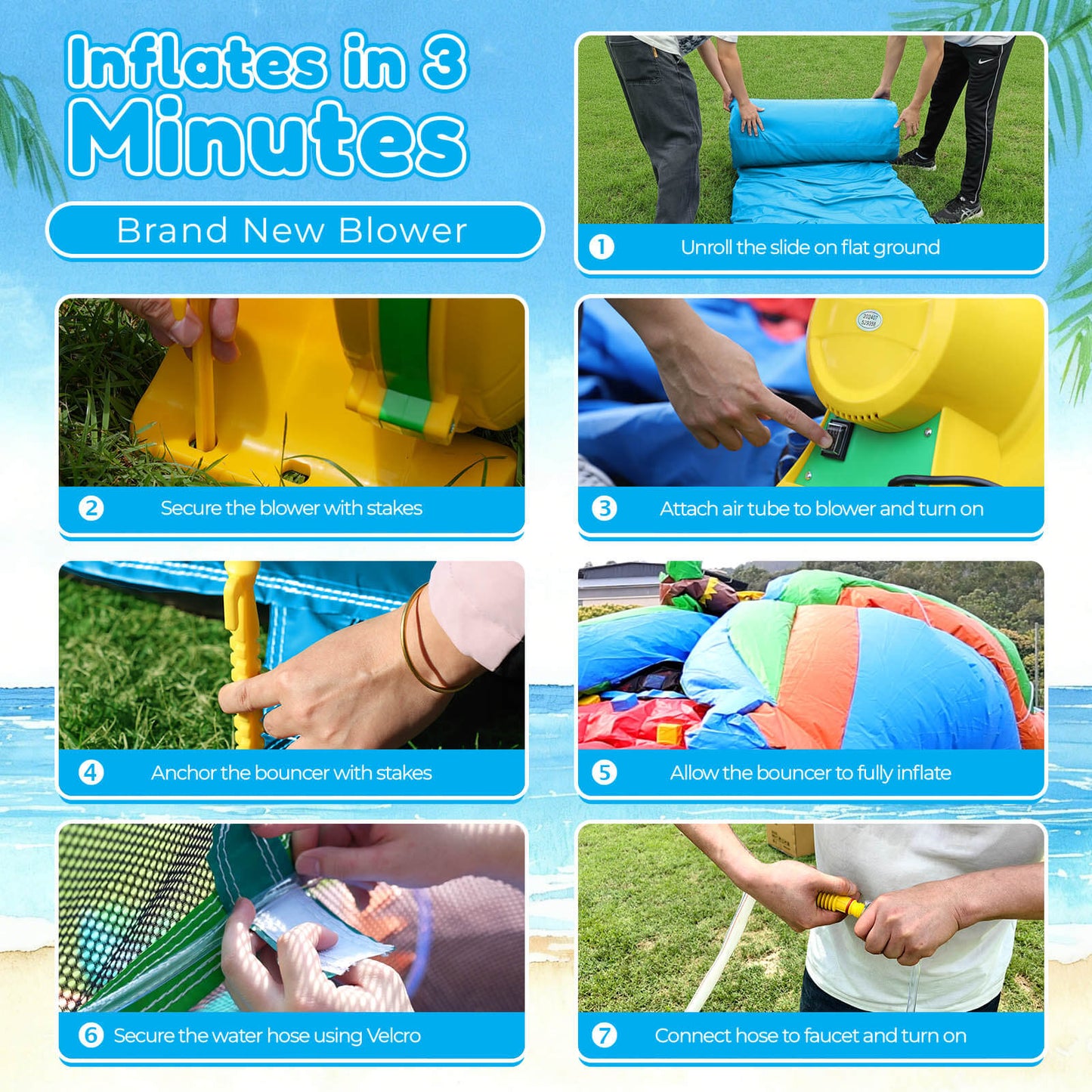 23FT Commercial Dual Water Slide for Kids Adults Heavy Duty Dual Water Slide with Pool Bouncinlife