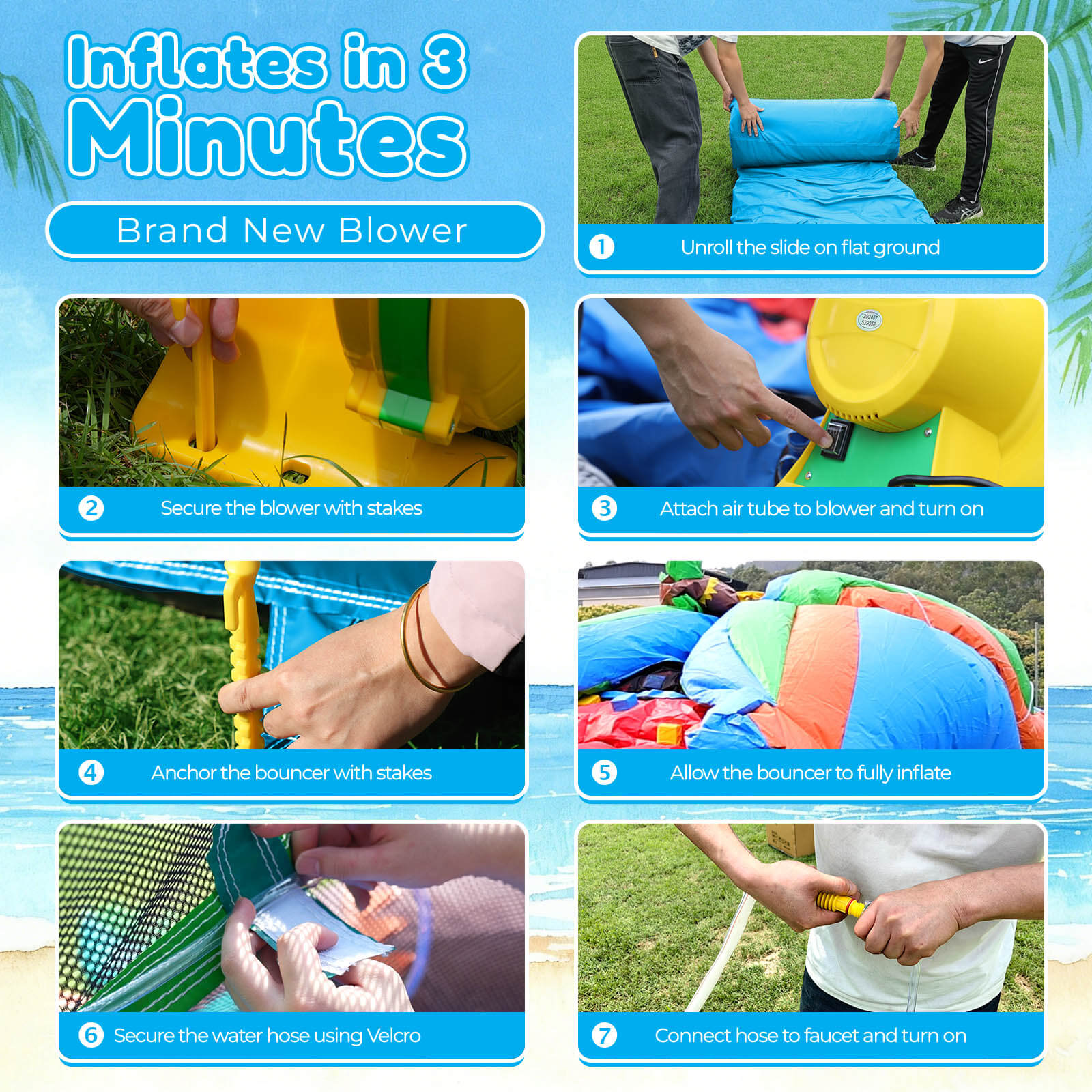 23FT Commercial Dual Water Slide for Kids Adults Heavy Duty Dual Water Slide with Pool Bouncinlife