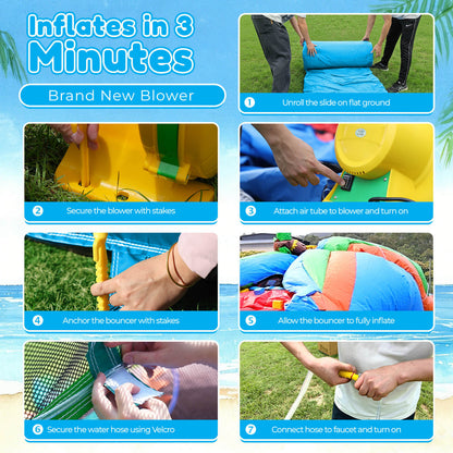 23FT Commercial Dual Water Slide for Kids Adults Heavy Duty Dual Water Slide with Pool Bouncinlife