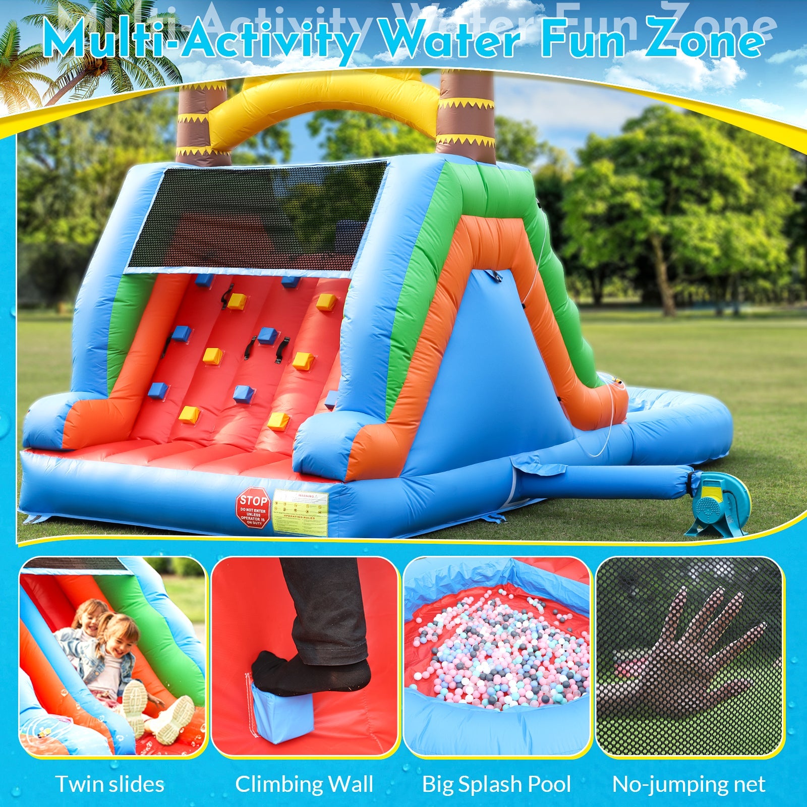 23FT Commercial Dual Water Slide for Kids Adults Heavy Duty Dual Water Slide with Pool Bouncinlife
