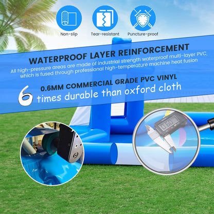 33 FT Inflatable Volleyball Court 2 in 1 Volleyball Pool Football Court Water Soccer Basketball Field with Blower for Beach Outdoor Party