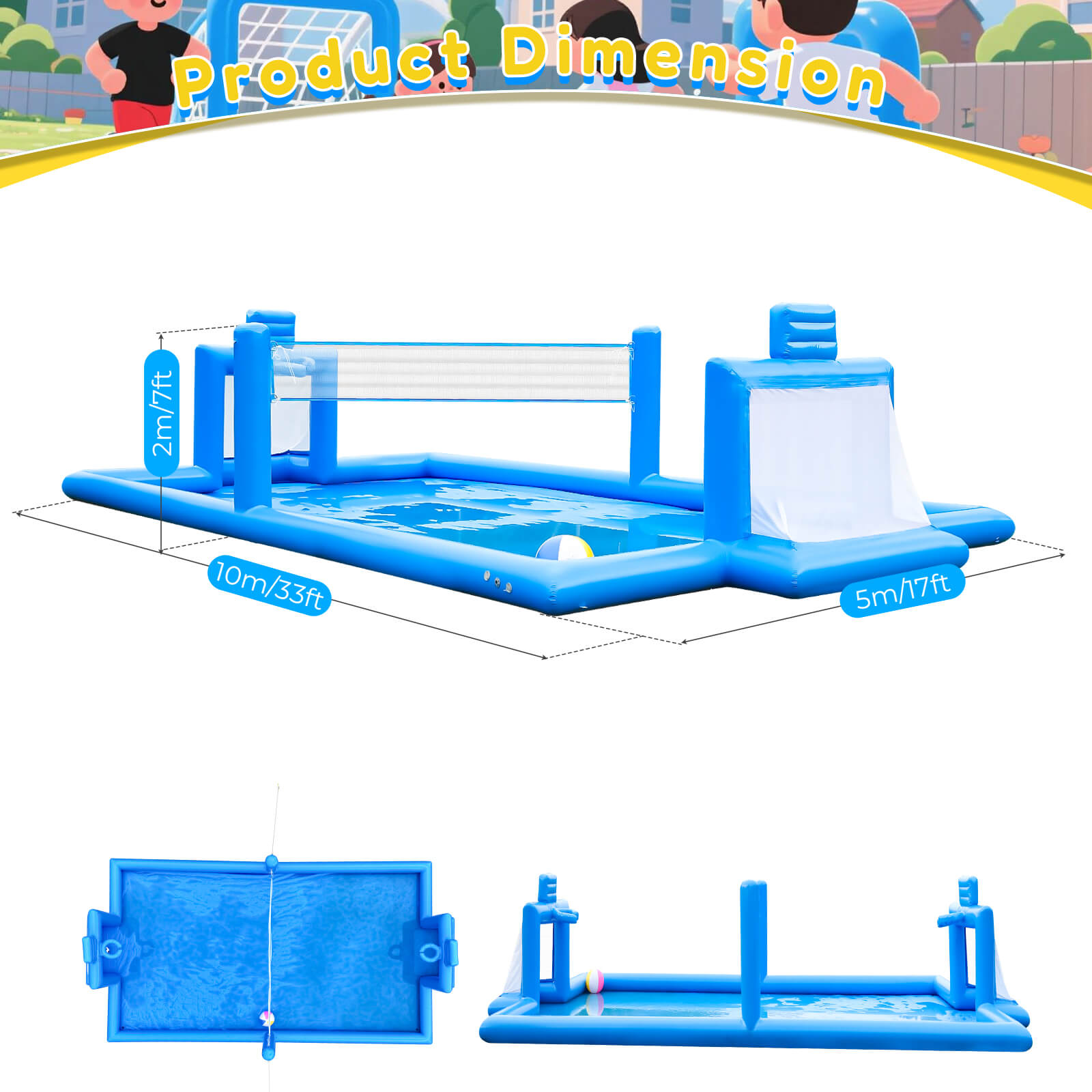 33FT Inflatable Volleyball Court Football Court Soccer with Blower Bouncinlife