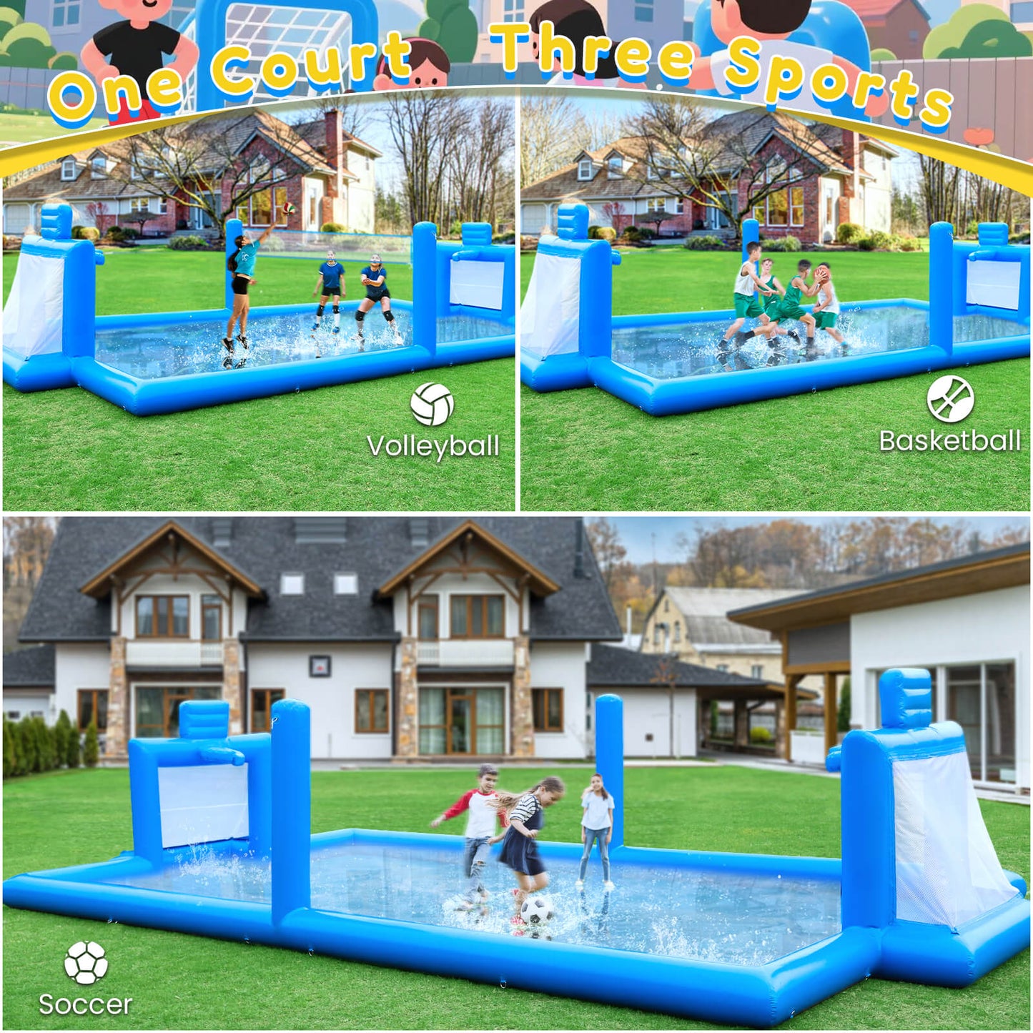 33FT Inflatable Volleyball Court Football Court Soccer with Blower Bouncinlife