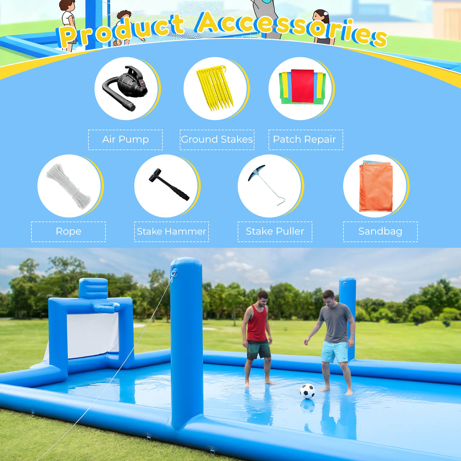 33FT Inflatable Volleyball Court Football Court Soccer with Blower Bouncinlife