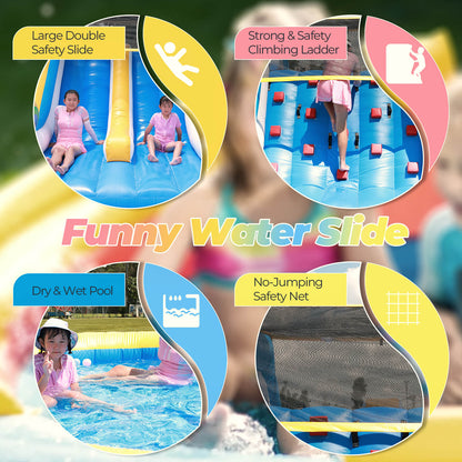 21ft Inflatable Water Slide with Pool  Dual Lane & Climbing Wall Blower Included Bouncinlife