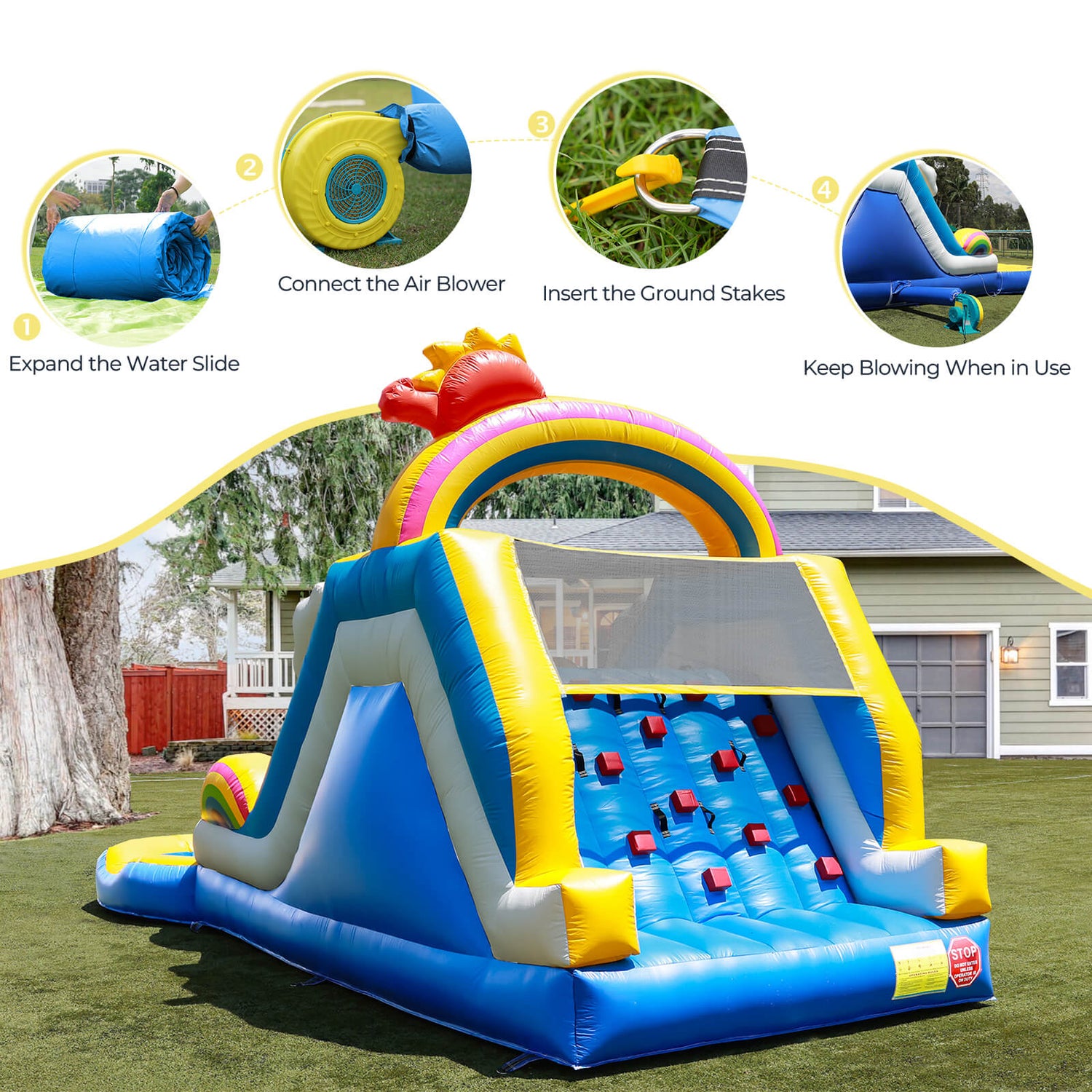 21ft Inflatable Water Slide with Pool  Dual Lane & Climbing Wall Blower Included Bouncinlife