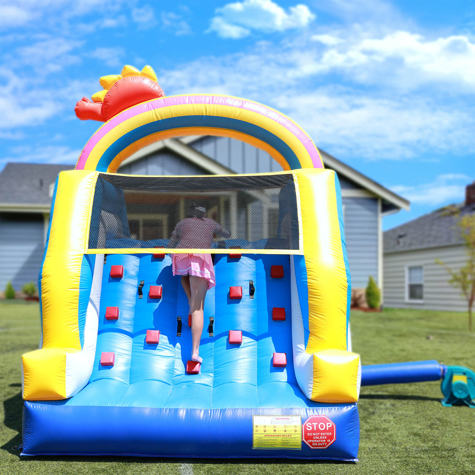 21ft Inflatable Water Slide with Pool  Dual Lane & Climbing Wall Blower Included Bouncinlife