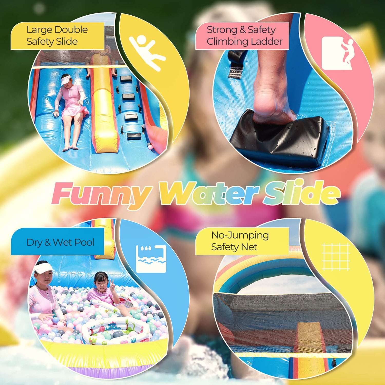 21ft Commercial Rainbow Water Slide Inflatable with Blower Bouncinlife