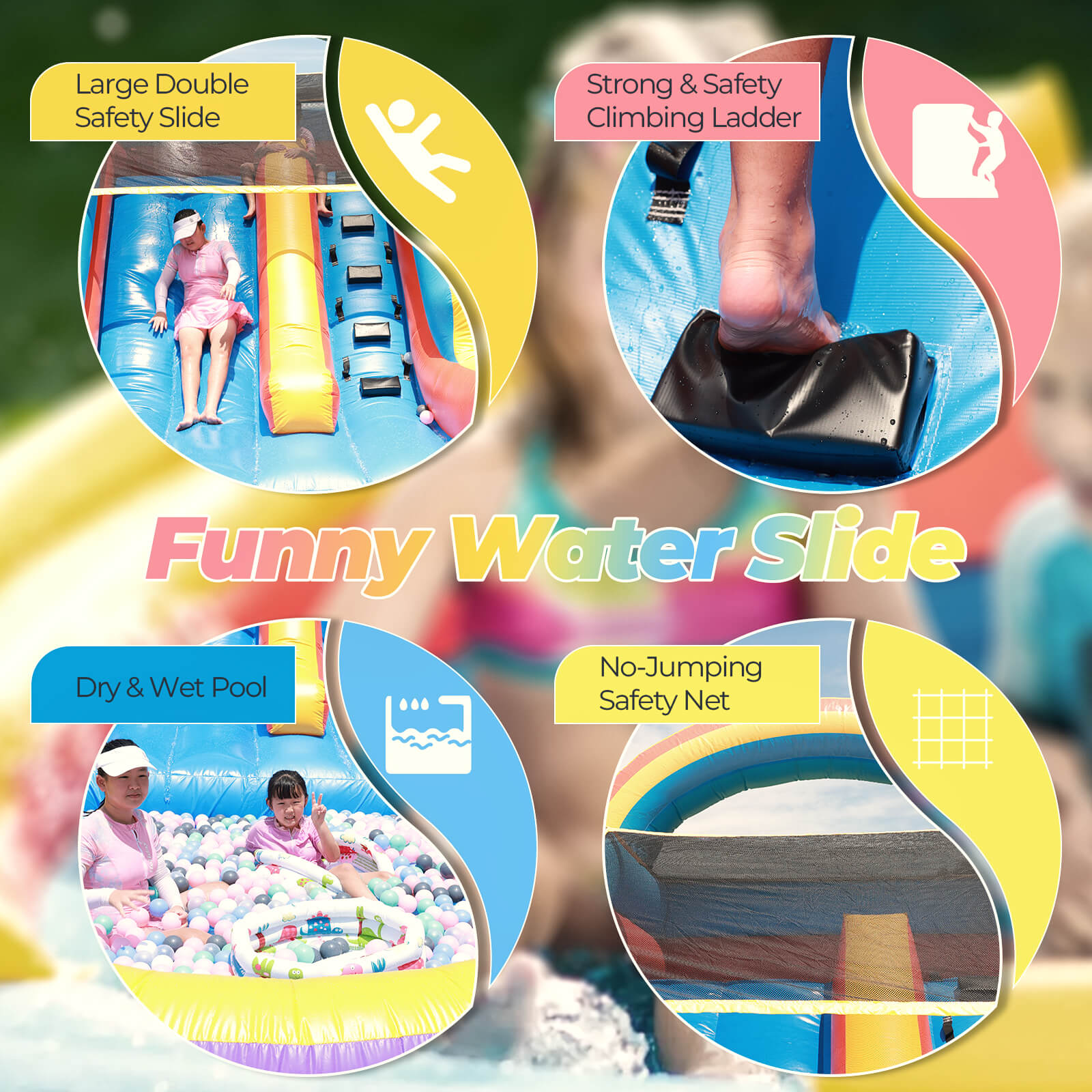 21ft Commercial Rainbow Water Slide Inflatable with Blower Bouncinlife