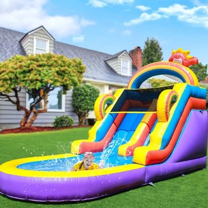 21ft Commercial Rainbow Water Slide Inflatable with Blower Bouncinlife
