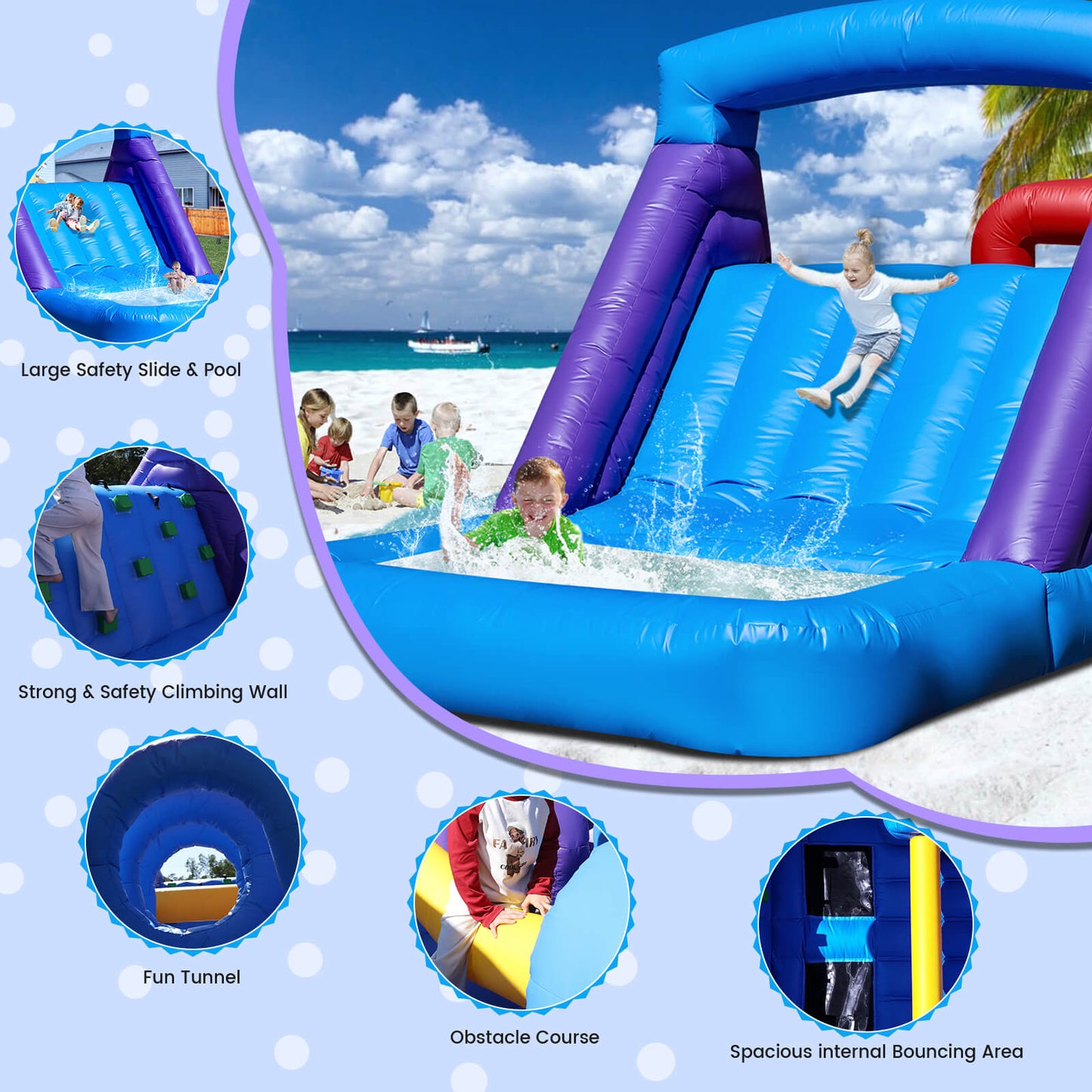 All in 1 Bounce House with Racing Obstacle for Big Kids 22ft Inflatable Play House