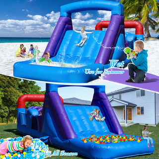 Bouncinlife Bounce House for Big Kids 22ft Inflatable Play House with Climbing Wall 100% PVC Inflatable Obstacle Course with Wet Dry Pool All in 1 Bounce House w Blower