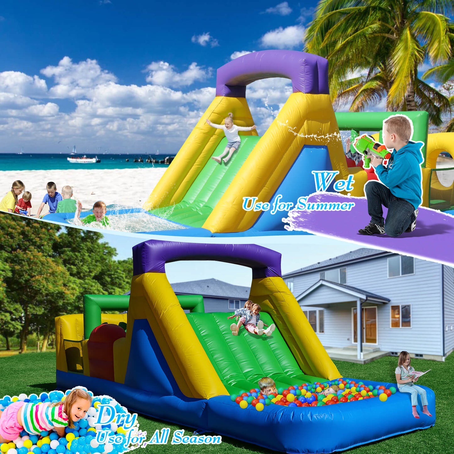 22ft Inflatable Play House Obstacle Course with Blower for Kids