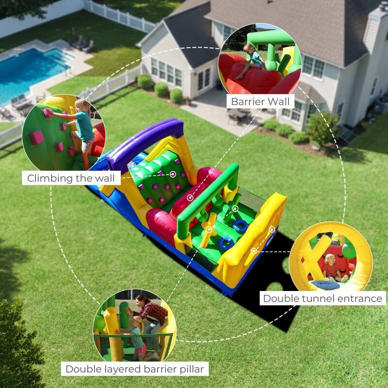 22ft Inflatable Play House Obstacle Course with Blower for Kids Bouncinlife