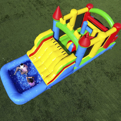 23ft Inflatable Obstacle Course with Water Slide & Blower - Commercial Grade Bouncinlife