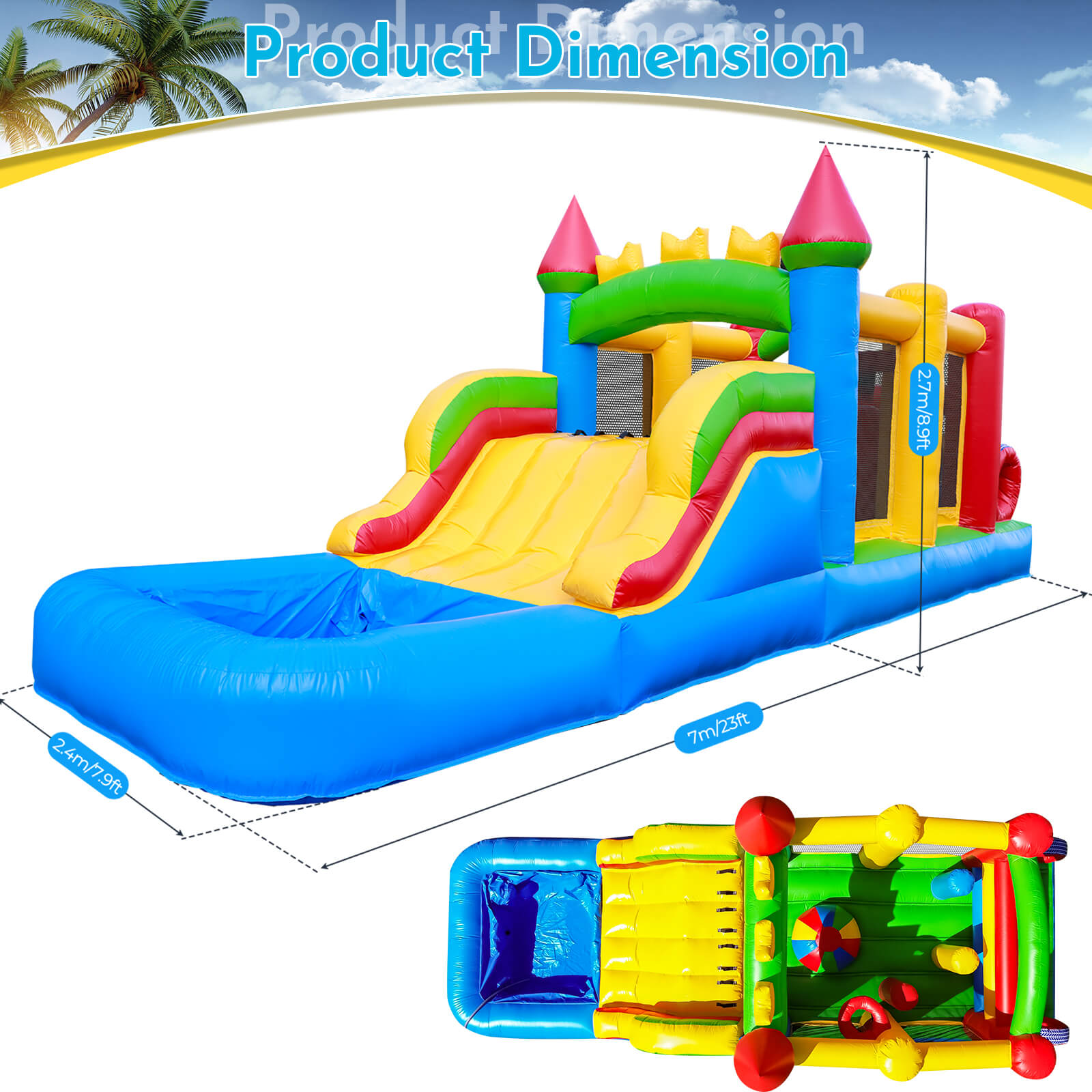 23ft Bounce House Obstacle with Water Slide & Blower for Kids Bouncinlife