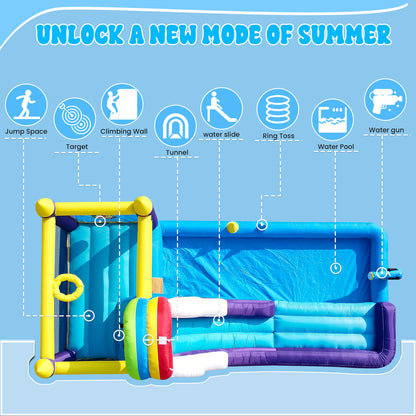 Bouncinlife 16ft Inflatable Water Slide Splash Pool Combo Play House for Kids