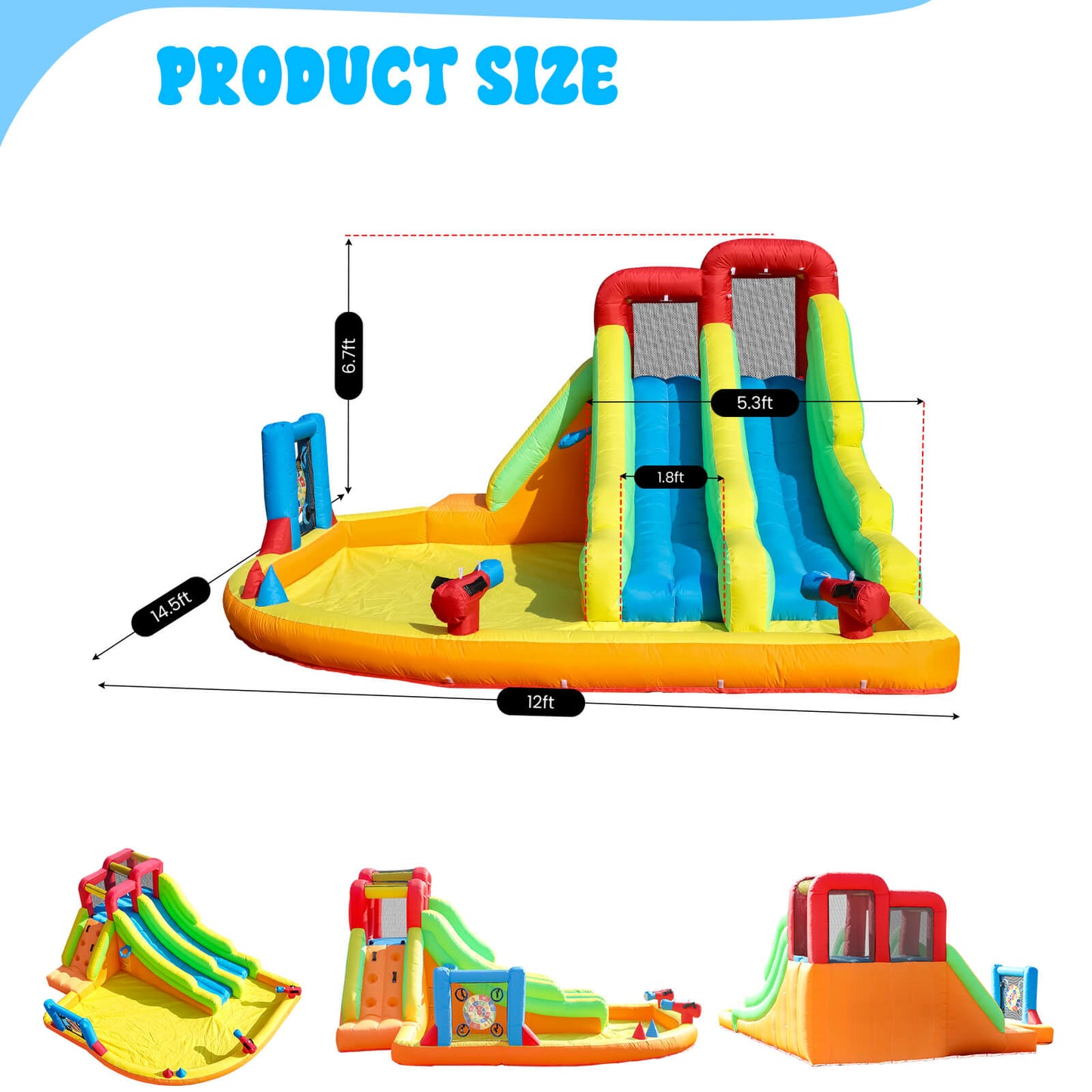 Inflatable Water Slide 15x12FT Dual Slides Water Park Inflatables for Kids