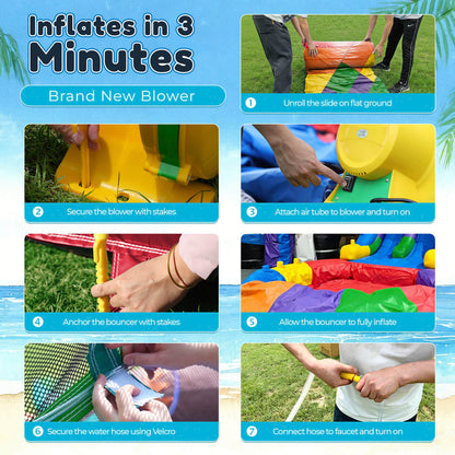 26.5FT Heavy Duty Commercial Inflatable Water Slide For Adults & Kids - Block Theme Bouncinlife