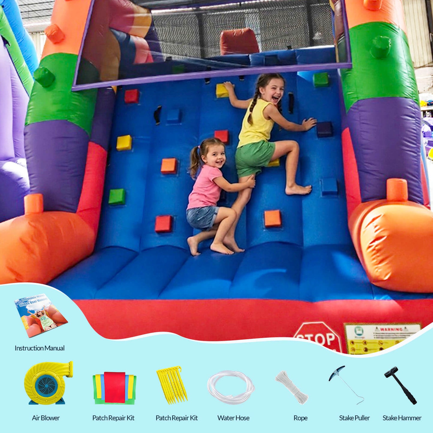 26.5FT Heavy Duty Commercial Inflatable Water Slide For Adults & Kids - Block Theme Bouncinlife