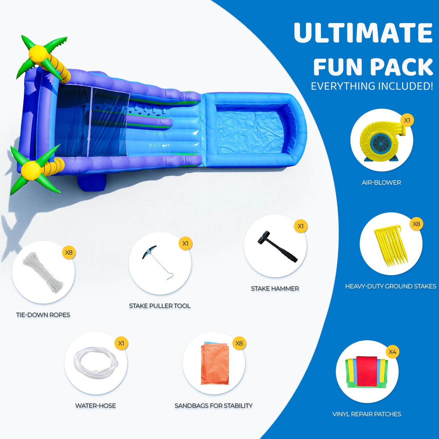 30ft Commercial PVC Palm Water Slide Pool Modular 2026 New Release Bouncinlife