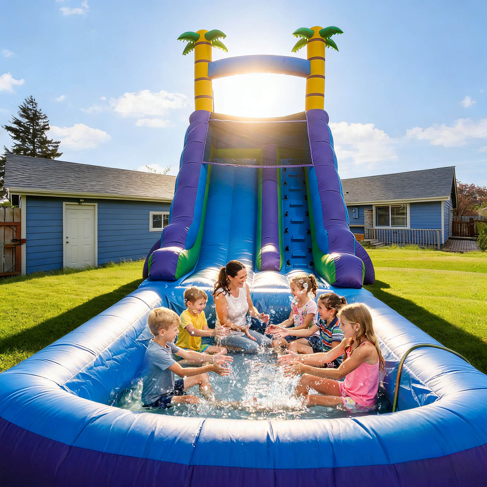 30ft Commercial PVC Palm Water Slide Pool Modular 2026 New Release Bouncinlife