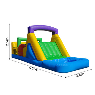 22ft Inflatable Play House with Climbing Wall 100% PVC Inflatable Obstacle Course with Wet Dry Pool w Blower Bouncinlife Bounce House for Kids