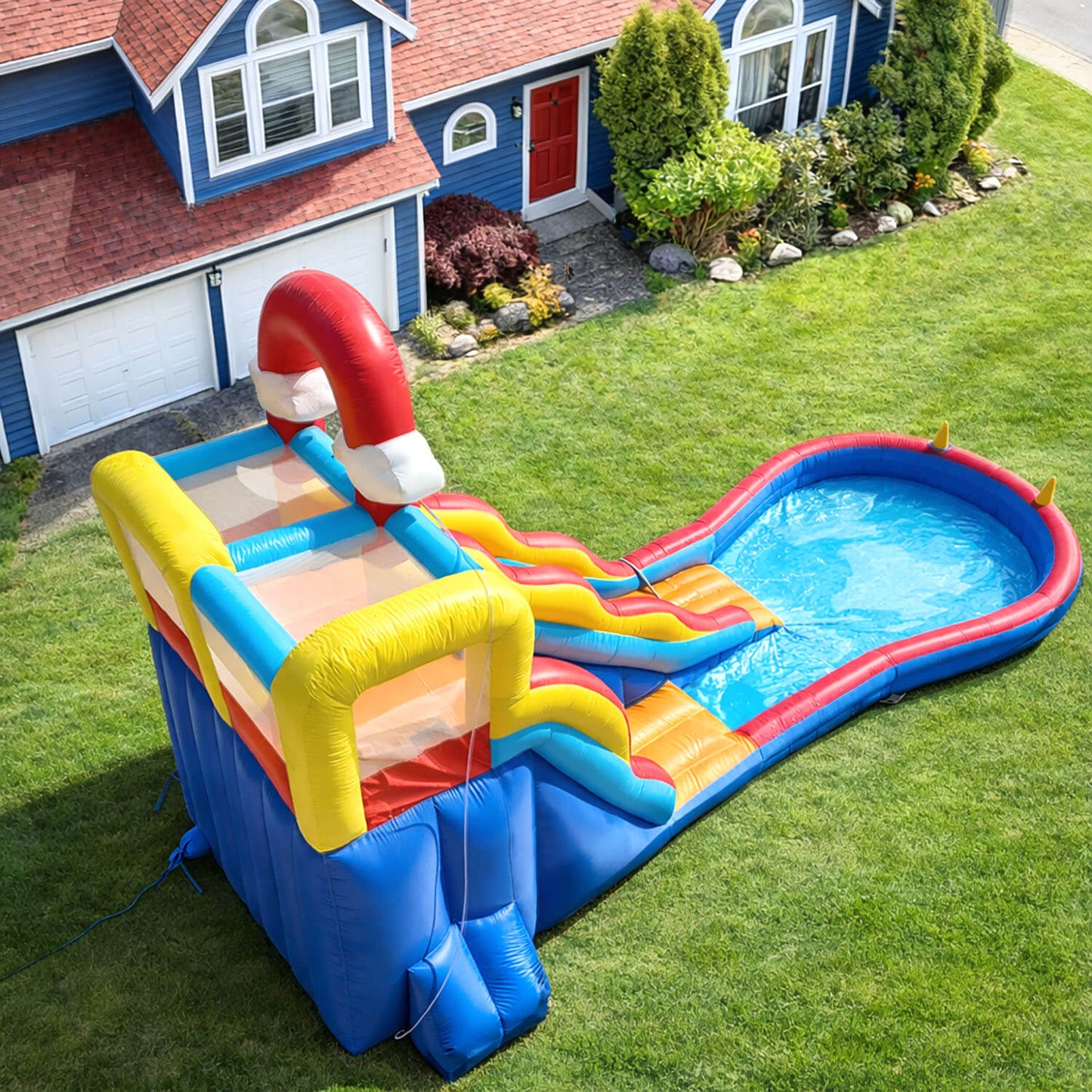 Bouncinlife 20ft Rainbow Inflatable Water Slide for Kids w/ Blower Bouncinlife
