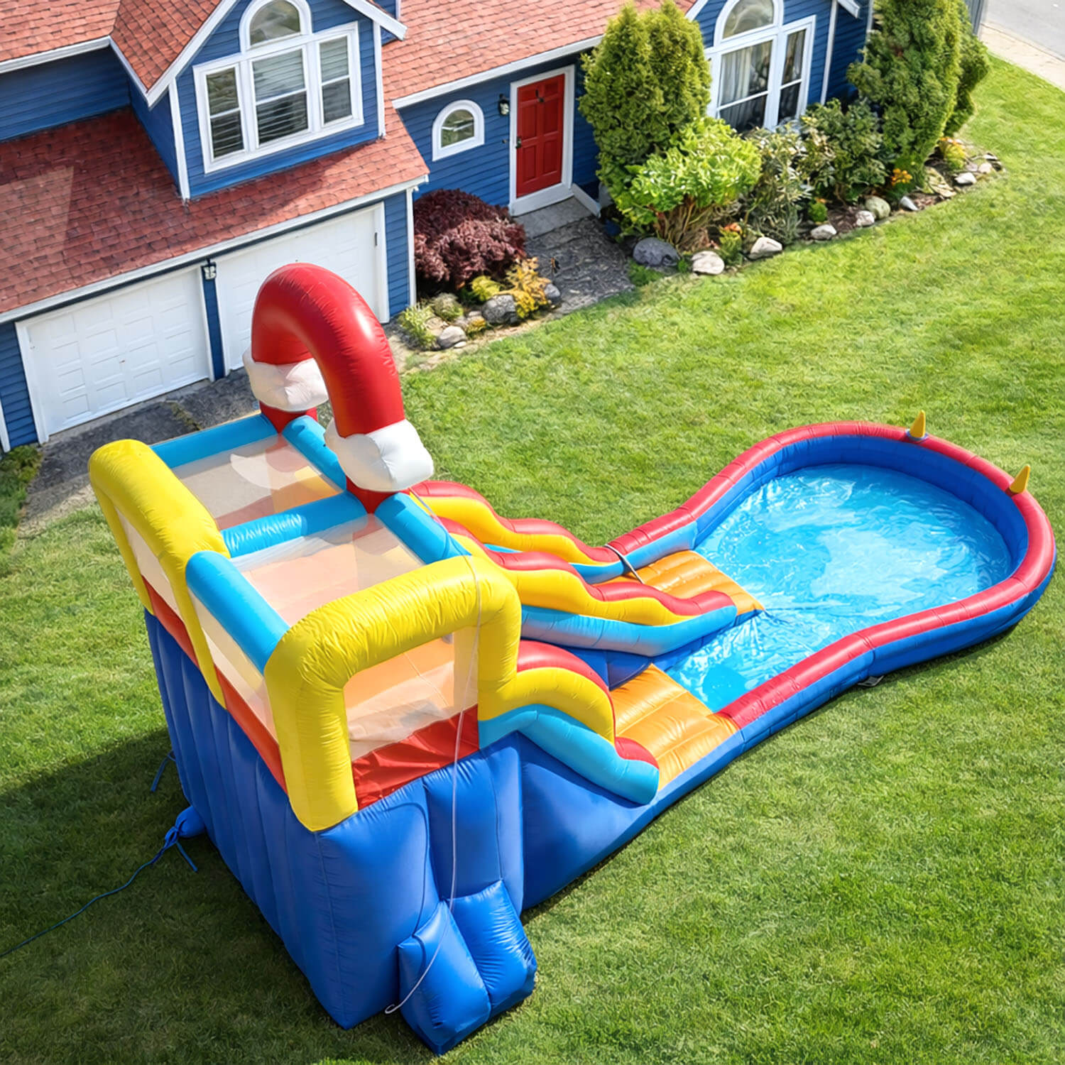 Bouncinlife 20ft Rainbow Inflatable Water Slide for Kids w/ Blower Bouncinlife