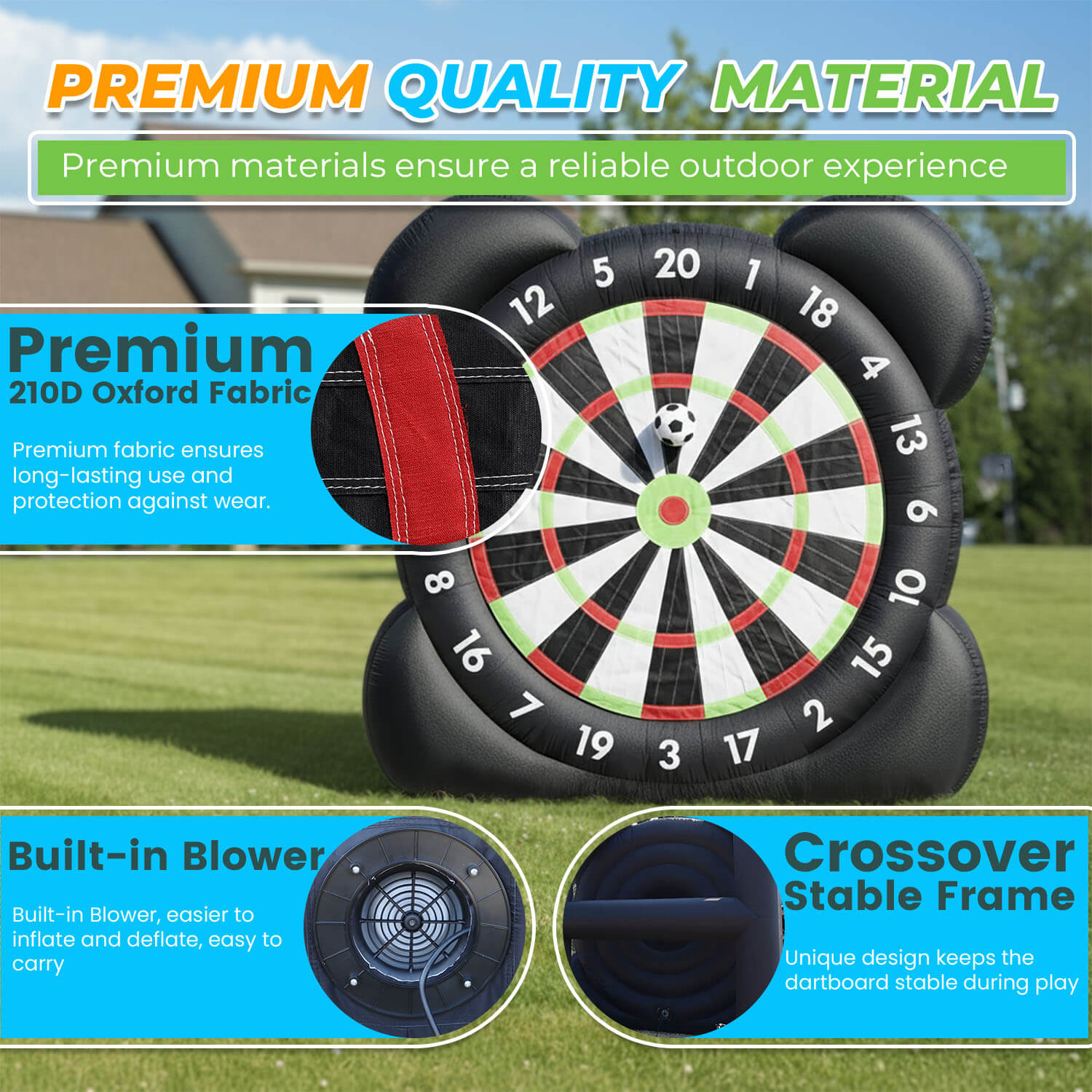 Bouncinlife ultimate 10' Soccer Dart Board Inflatable Toss Game Bouncinlife