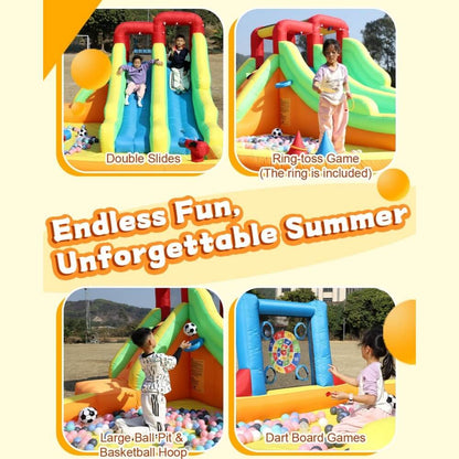 15ft Inflatable Bounce House with Dual Slide Wet Dry Pool for Kids
