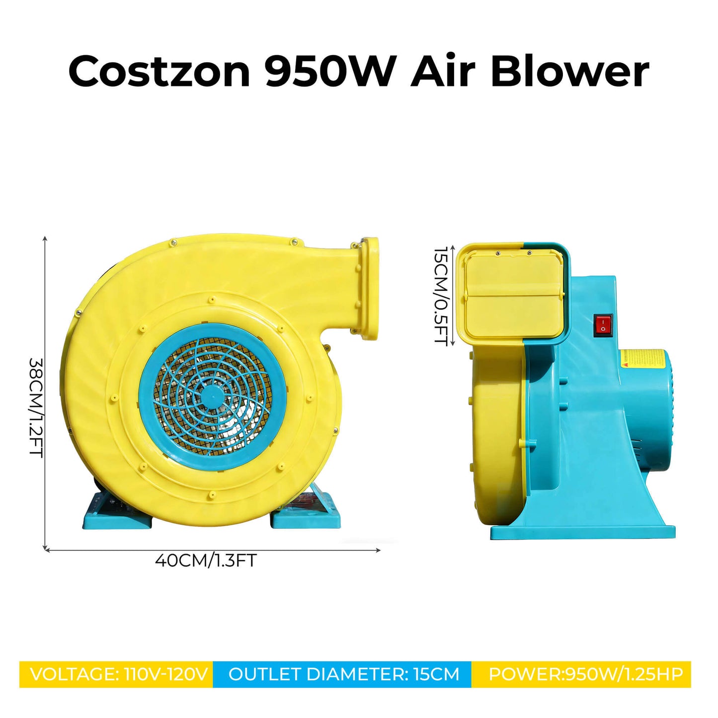 Upgraded 1.0HP/1.3HP High-Power Inflatable Blower - More Airflow, Less Energy - Bouncinlife