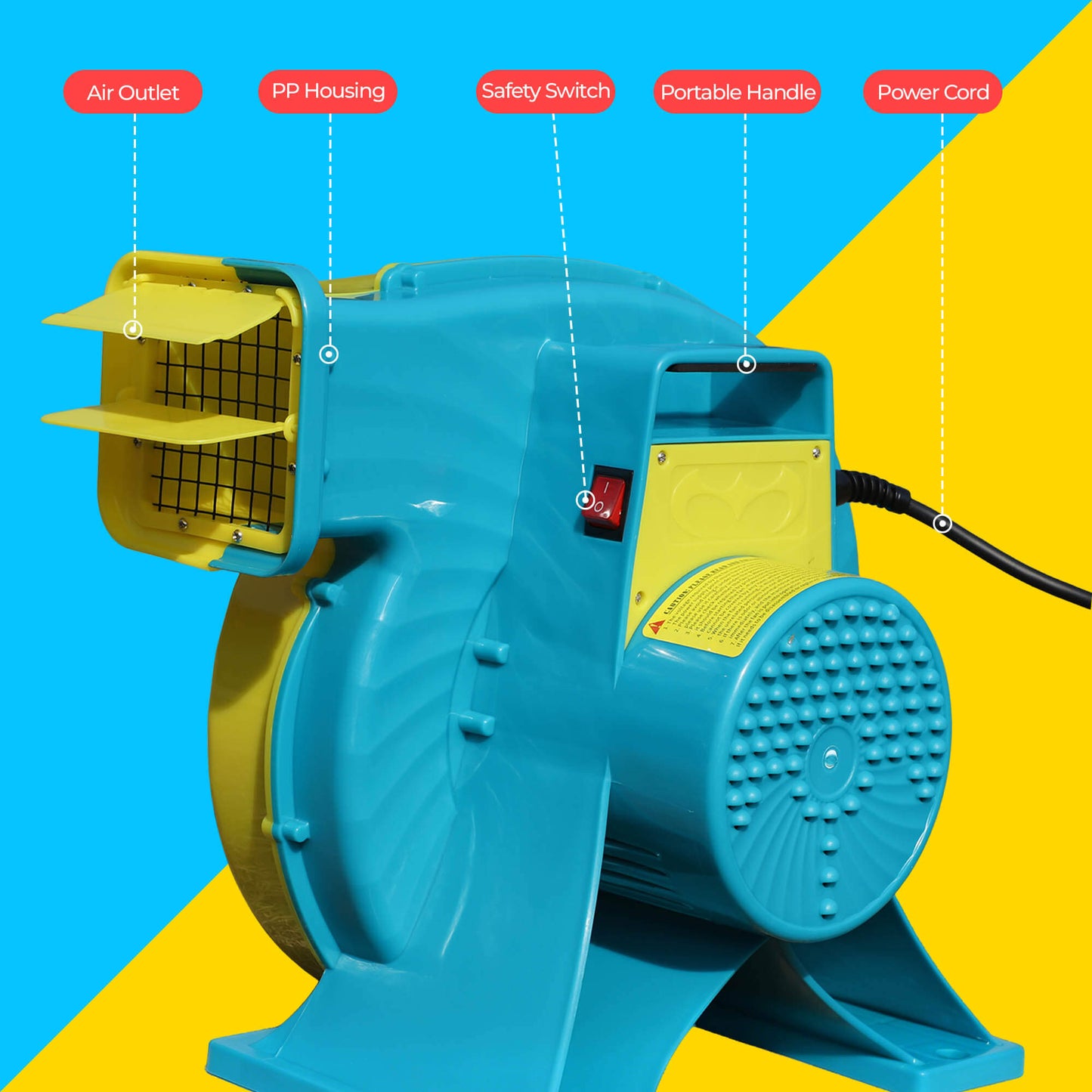 Upgraded 1.0HP/1.3HP High-Power Inflatable Blower - More Airflow, Less Energy - Bouncinlife