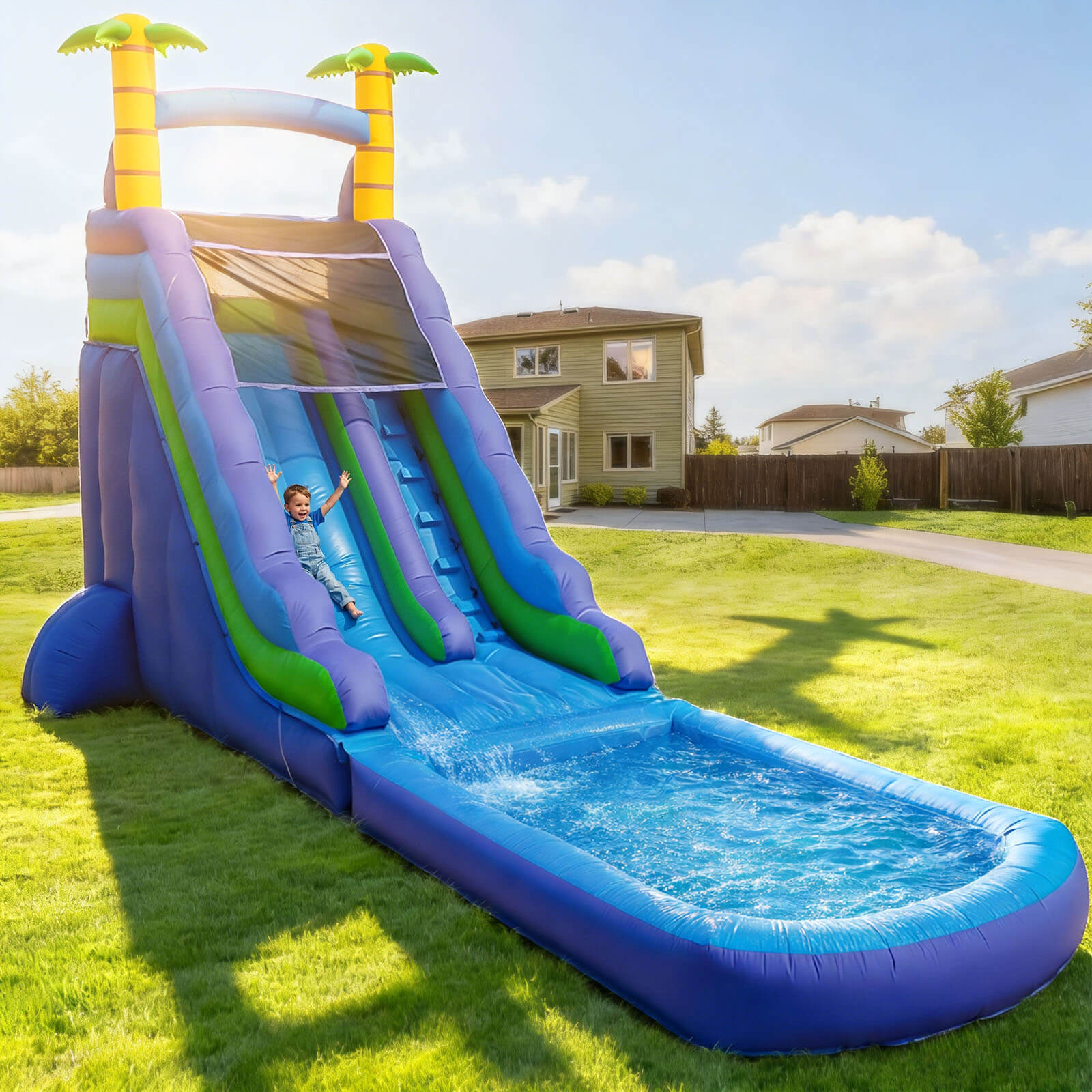 30ft Commercial Palm Water Slide Pool Modular Bouncinlife