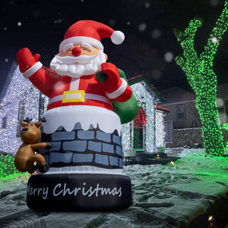 20 / 26 / 33 / 40 ft Inflatable Santa Claus Giant Christmas Inflatable Decoration Chimney with Reindeer 3 Size Available