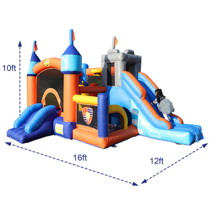 16FT Commercial Inflatable Bounce House with Slides & Ball Pit and Obstacle Included Jumping Castle for Kids