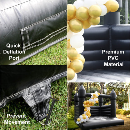 Bouncinlife Black Bounce House for Adults Kids 13.5FT PVC Commercial Grade Jumping Castle for Kids 5-12 with 750W Powerul Blower