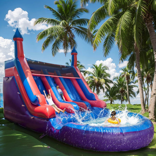 Bouncinlife 20ft Double Water Slide Inflatable Large Water Slide Inflatable Bounce House with Water Slide for Adults